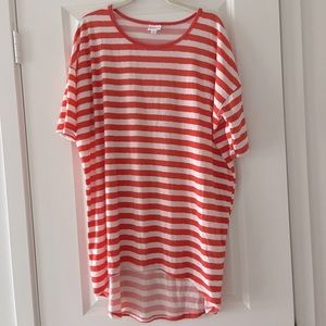 NWOT, Lularoe Irma Tunic, Coral Stripes, Large